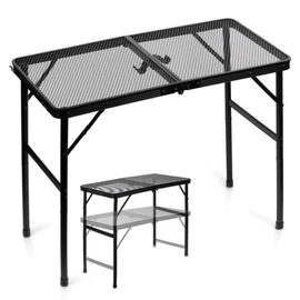 Összecsukható alumínium kempingasztal, fekete, 2 az 1-ben – 80x40x37/66 cm 489391