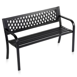 Fekete fém kerti pad – 119x45x76 cm 489432