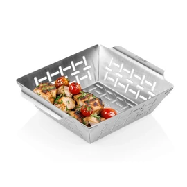 Perforált rozsdamentes acél grillkosár – 22 × 18,5 × 6 cm 489423