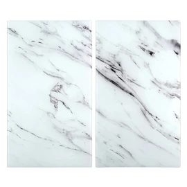 Kétrészes üveg vágódeszka és tűzhelyfedő szett – fehér márvány, 60 × 52 cm 259509