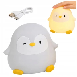 LED pingvin éjszakai lámpa gyerekeknek, szilikon, USB-C, időzítővel 12416