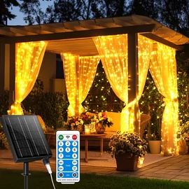 330 LED-es napelemes melegfehér fényfüggöny távirányítóval – 3 × 3 m 69MX251899-2