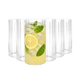 6 részes bordázott üvegpohár készlet 360 ml 139871