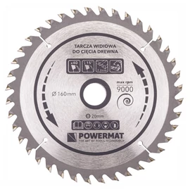 Powermat keményfém lapkás körfűrésztárcsa fához – 160 mm, 40 fog PM0879