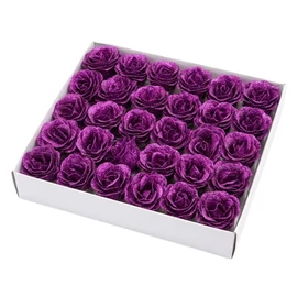 Lila csillámos dekorációs műrózsa – 30 darabos készlet H-01L