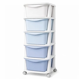 5 fiókos műanyag tárolószekrény kerekekkel – 90 × 36 × 36 cm PO23