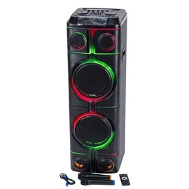 Hordozható party hangfal 2 × 12" hangszóróval, LED-világítással és 2 mikrofonnal YR-2203