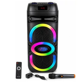 Hordozható party hangszóró RGB világítással, mikrofonnal és távirányítóval AO-1026