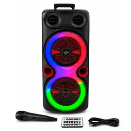 Avcrowns 2×8" hordozható party hangszóró RGB világítással, mikrofonnal AO-8830