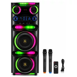 Avcrowns 2×10" hordozható party hangszóró RGB világítással, 2 mikrofonnal CH-2106