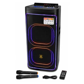 Avcrowns 2×12" hordozható party hangszóró RGB világítással, 2 mikrofonnal CH-21206