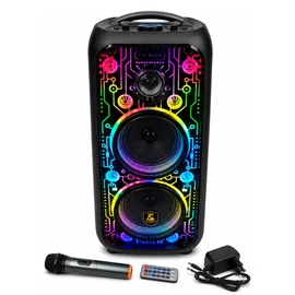 Avcrowns 2×6,5" hordozható party hangszóró RGB világítással, mikrofonnal CH-6630