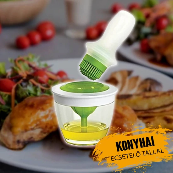 Konyhai szilikon kenőecset, tállal