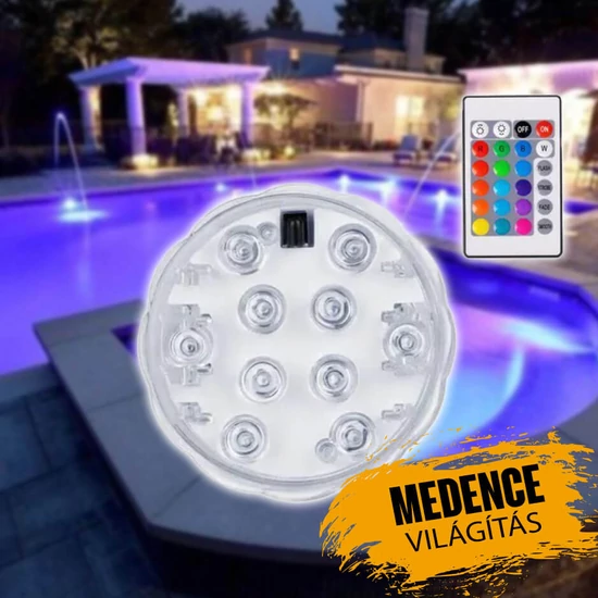 Vízálló LED színű lámpa – úszómedencékhez, pezsgőfürdőkhöz