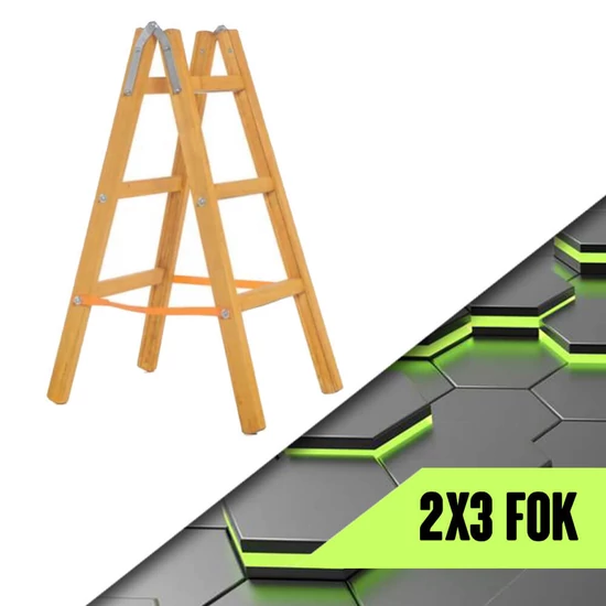 Univerzális háztartási fa létra fém erősítésekkel, 2x3 fokos, 102 cm
