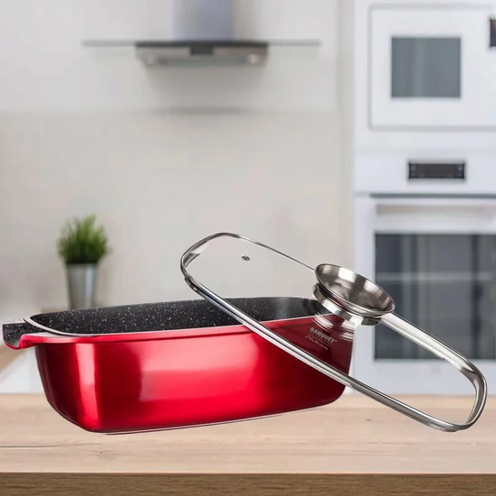 Alumínium sütőtál METALLIC RED 40 x 22 x 16,5 cm, üveg fedővel 40051889