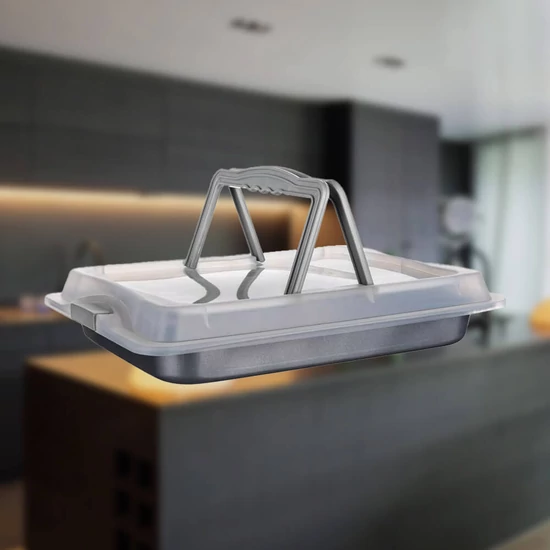 Műanyag fedővel ellátott tepsi 42x29x4 cm Culinaria 19YLK502-B