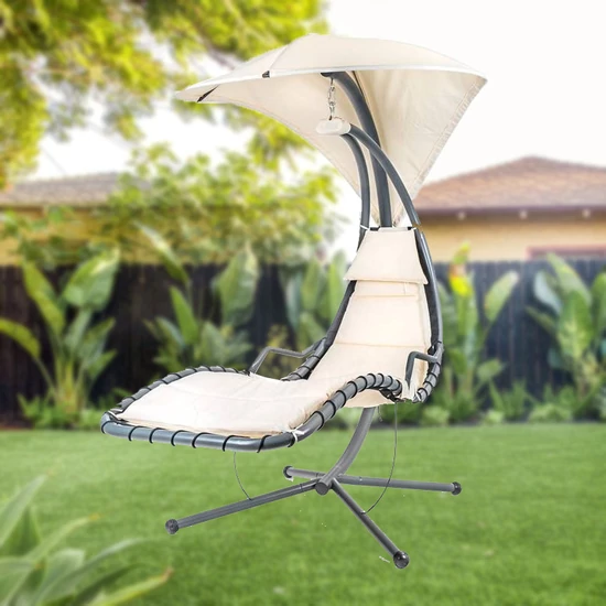 HAPPY GREEN függő hintafotel SANREMO 200 x 125 x 195 cm állvánnyal bézs 50329000