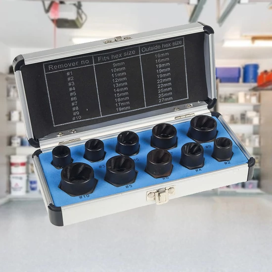 BLACK KERÉKŐR SÉRÜLT CSAVAR LESZEDŐ LÉGKULCSFEJ KÉSZLET 10DB-OS – 10313