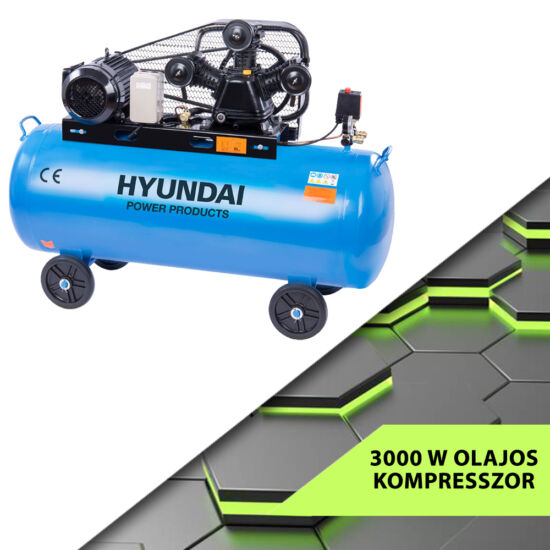Hyundai olajos kompresszor 380V/3000W, 10 bar - HYD-200L/V3