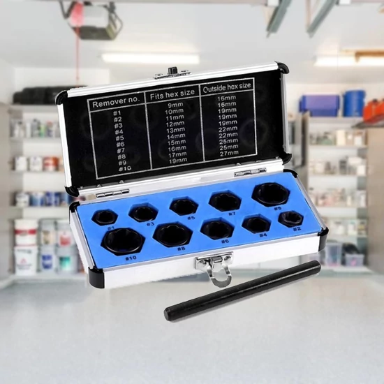 Haina kerékőr és sérült csavar leszedő készlet 10 részes hosszított HA-2029