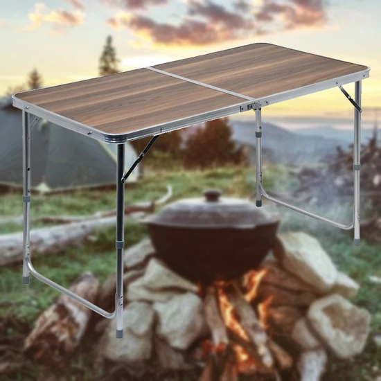 Kempingasztal DOUBLE összecsukható, teleszkópos barna 13487