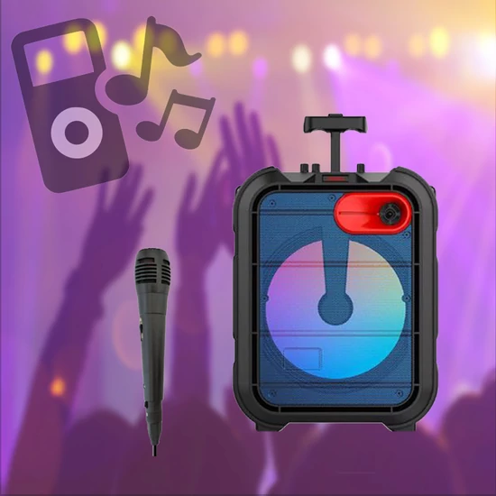 Hordozható vezeték nélküli hangszóró, távirányitóval mikrofonnal  ZQS-12111