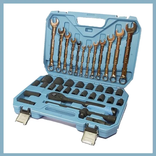 Haina HB-6770 Erősített racsnis dugókulcs és csillag villáskulcs készlet 37 részes