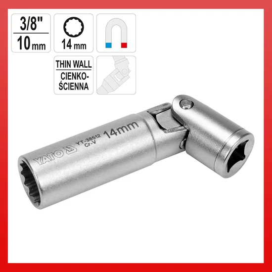 YATO Gyertya-dugókulcs, csuklós 3/8