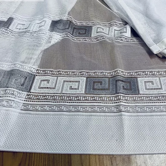 Függöny Görög minta 2, fehér alapon fekete, 300x175 cm