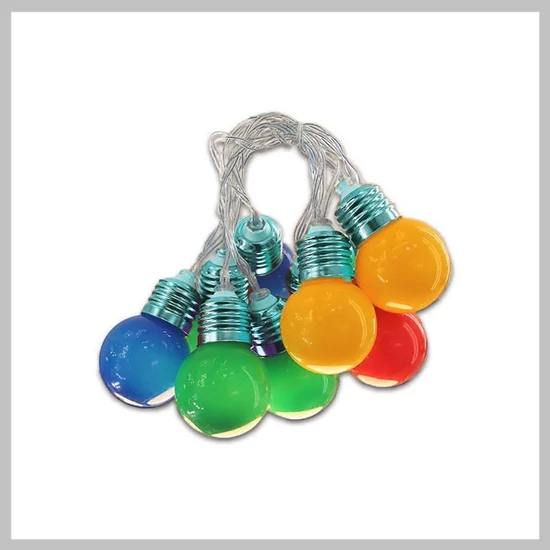 Színes LED villanykörte fűzér 