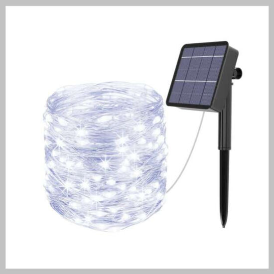 Solar Napelemes Hidegfehér Kerti Fényfüzér 9m LED 