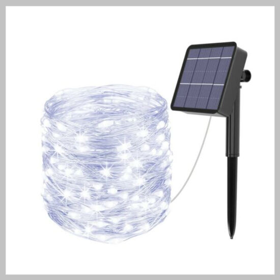 Solar kültéri lámpafüzér 500 ledes 25 méter hideg fehér KE22-626