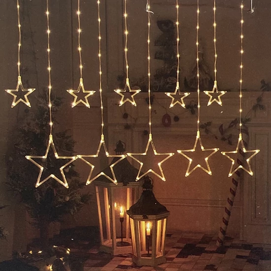 Csillag alakú led fényfüggöny 160 led meleg fehér