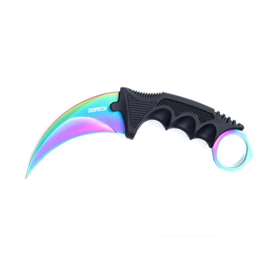 Scorpion Karambit Rainbow Damascus mintás, fekete markolat - holm7033
