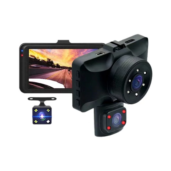 REC Dupla lencsés Autós fedélzetikamera tolatókamerával X-8 - 360 fokban forgatható - holm7175