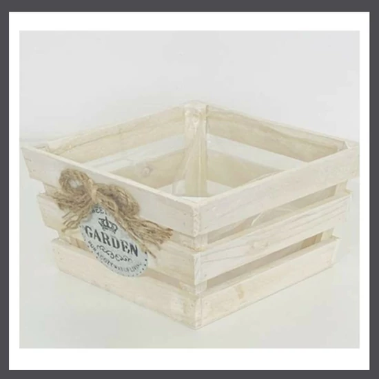 Fa kaspó kocka natúr masnis 25x25x14cm 232-W-207/L