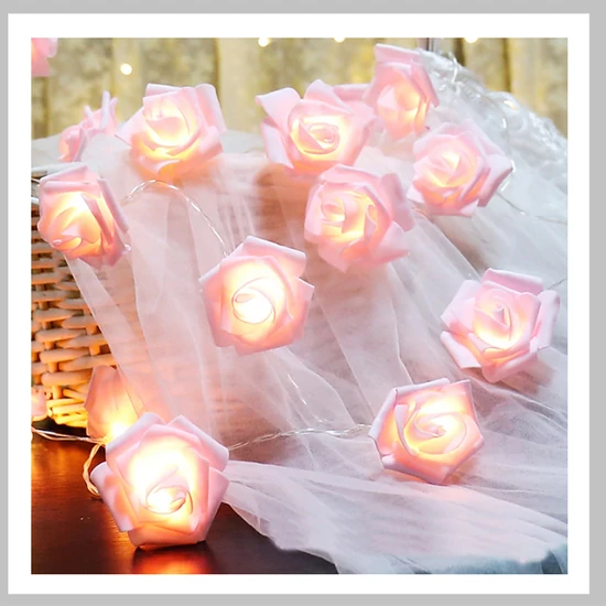 5m 20 led rózsaszín rózsa led fényfüzér