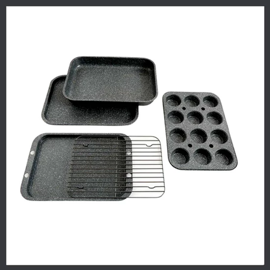 Royalty line tapadásmentes márványbevonatú 5 részes sütőkészlet, tepsi szett - RL-5RB