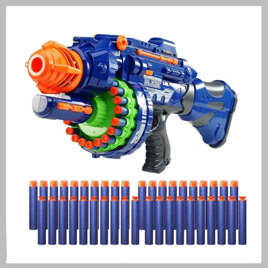 Játékfegyver hanggal kék, ajándék töltény szettel 1001112