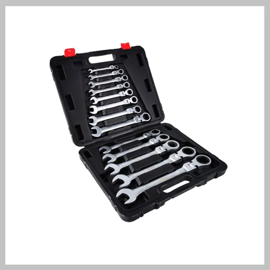 FTools 13 db-os gyűrűs villáskulcs racsnis és rugalmas fejjel 8-32 mm Cr-V