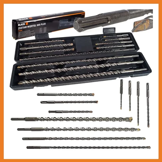 BLACK 11db sds plus fúrószár betonfúró készlet dobozban – 33606