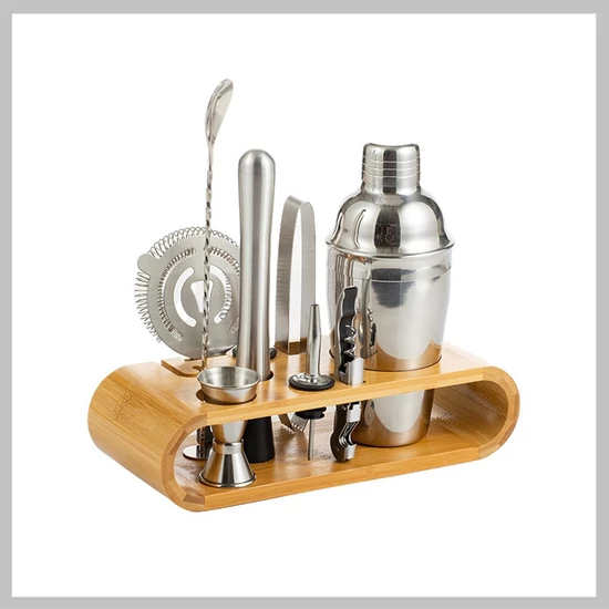 Bambo 700ml-es Bartender készlet, bambusz tartóval holm6902