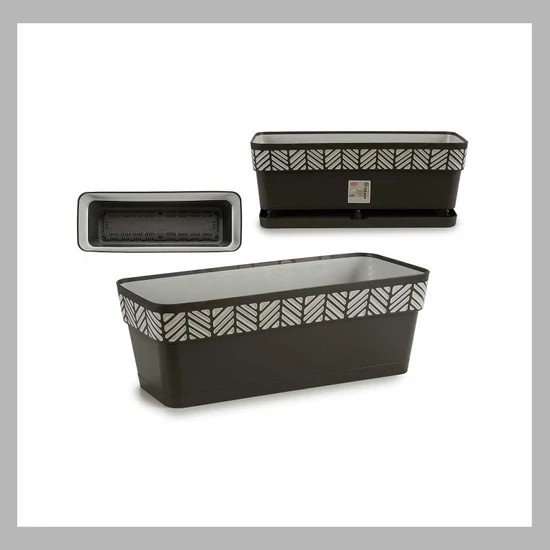 Mintás virágcserép, fekete-csikos 56315