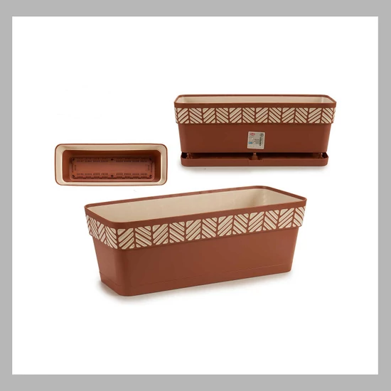 Mintás virágcserép, barna csíkos 56316