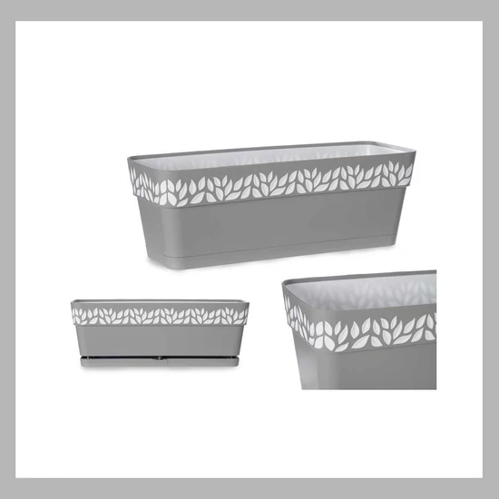 Levél mintás virágcserép szürke 59399