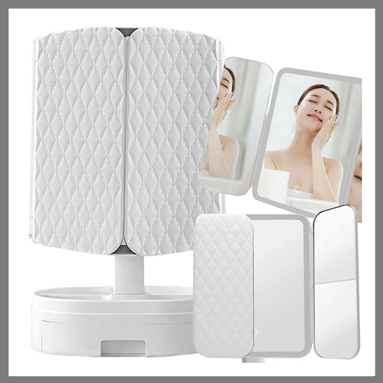 LED sminktükör világítással és tárolóval 27028
