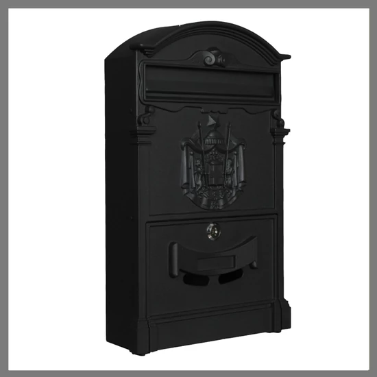 Postaláda 400x255x90mm, alumínium előlap, fekete HMB2540AB