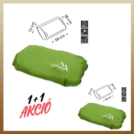 Felfújható párna 50x30x13cm zöld 1+1 AKCIÓ 13320-akció