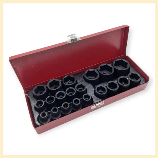 Haina HB-6773 Erõsített Fekete Dugókulcs Készlet, 20db, 1/2